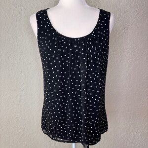 Elle Black White Polka Dot Sleeveless Top Women's Size Medium Office Casual